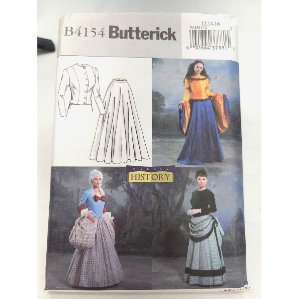 Butterick Pattern Making History B4154 SCA 2 Piece Costumes Size 6 8 10 UNCUT